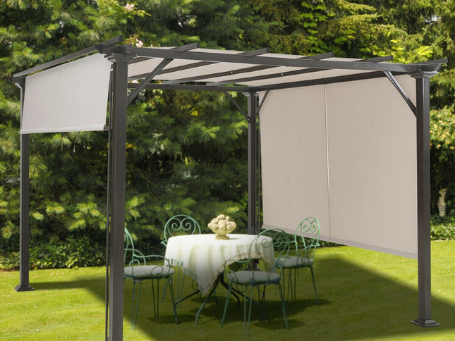 10 x 10 Feet Metal Frame Pergola - Beige