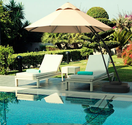 11 Ft Outdoor Cantilever Hanging Umbrella with Base and Wheels