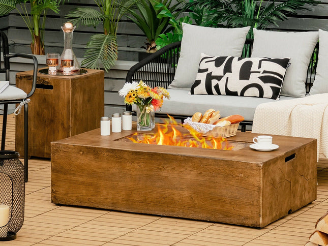 48"x27" Gas Fire Pit Table with Lava Rocks & Cover, 50,000 BTU