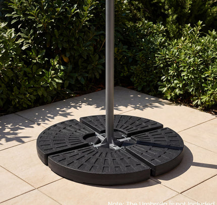 4-Piece Patio Umbrella Base 140 lb Heavy-Duty with U-Locking Pins-Black