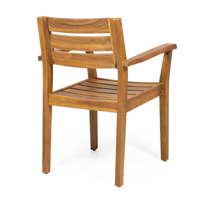 7-Piece Acacia Wood Outdoor Dining Set with 6 Chairs, Teak Finish