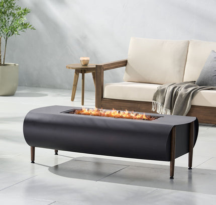 Vernon Rectangular Propane Fire Pit Table | Dark Gray