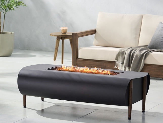 Vernon Rectangular Propane Fire Pit Table | Dark Gray