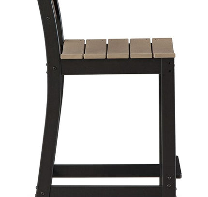 Shoreline Beach - Outdoor Counter Table And 2 Barstools (Set of 3) - Black / Beige