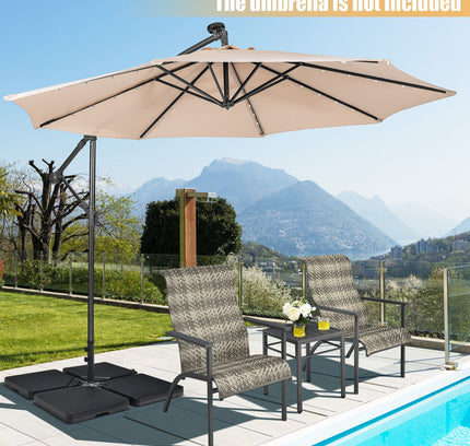 4-Piece 13L Cantilever Offset Patio Umbrella Base with Easy-Fill Spouts