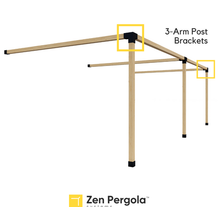 Pergola 3-Arm Post Bracket (for 4x4 Wood Posts)