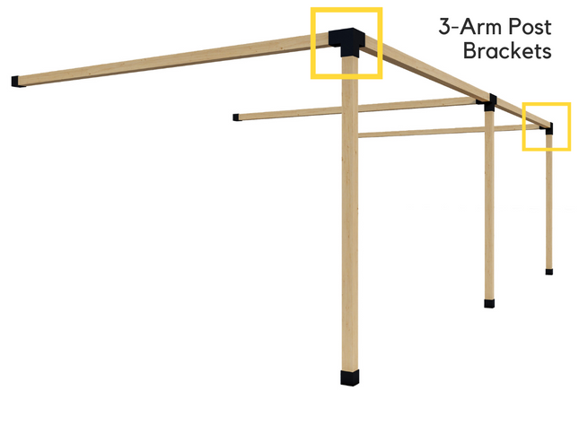 Pergola 3-Arm Post Bracket (for 4x4 Wood Posts)