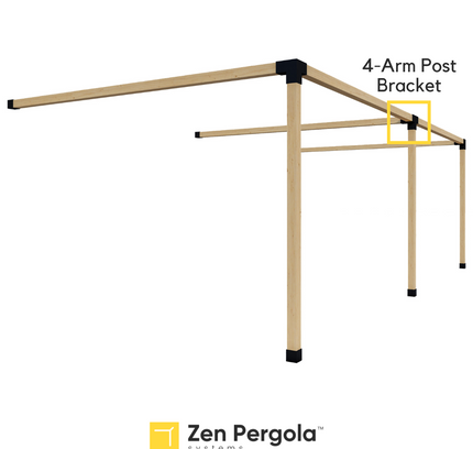 Pergola 4-Arm Post Bracket (for 4x4 Wood Posts)