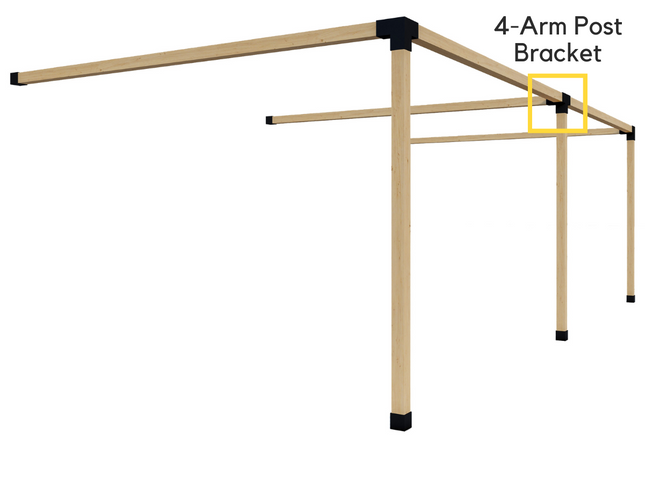 Pergola 4-Arm Post Bracket (for 4x4 Wood Posts)