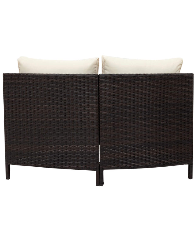 Alora Premium 5-Piece All-Weather Half-Moon Outdoor Rattan Wicker Patio Sectional Sofa Furniture Set With Tempered Glass Table