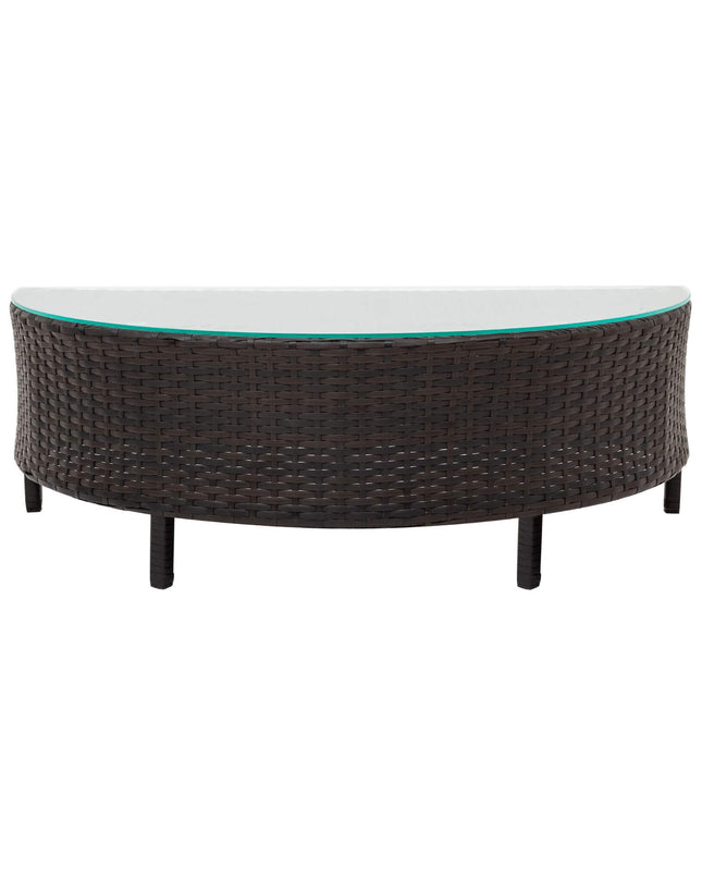 Alora Premium 5-Piece All-Weather Half-Moon Outdoor Rattan Wicker Patio Sectional Sofa Furniture Set With Tempered Glass Table