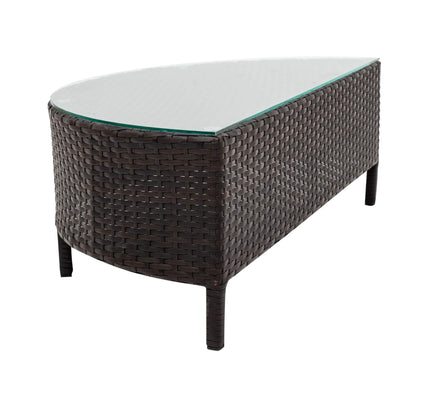 Alora Premium 5-Piece All-Weather Half-Moon Outdoor Rattan Wicker Patio Sectional Sofa Furniture Set With Tempered Glass Table