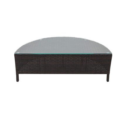 Alora Premium 5-Piece All-Weather Half-Moon Outdoor Rattan Wicker Patio Sectional Sofa Furniture Set With Tempered Glass Table