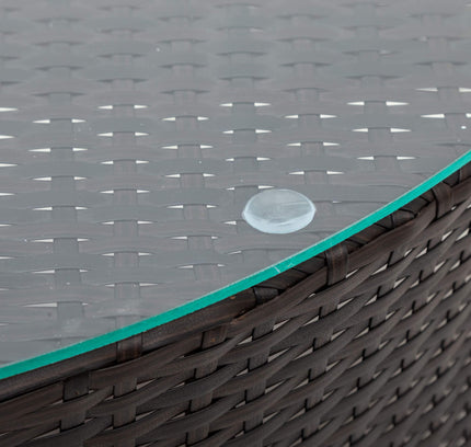 Alora Premium 5-Piece All-Weather Half-Moon Outdoor Rattan Wicker Patio Sectional Sofa Furniture Set With Tempered Glass Table