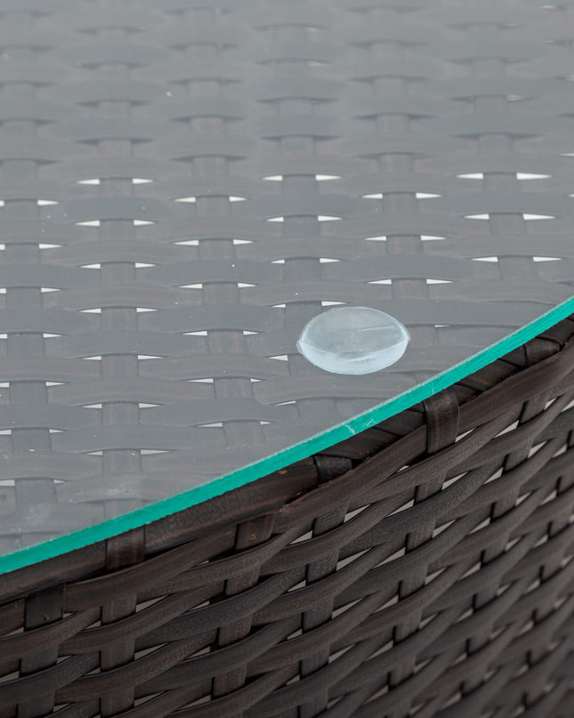 Alora Premium 5-Piece All-Weather Half-Moon Outdoor Rattan Wicker Patio Sectional Sofa Furniture Set With Tempered Glass Table