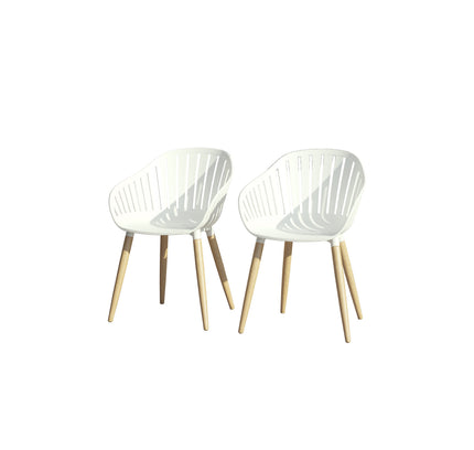 Leyland Table and Nassau White Armchairs Dining Set