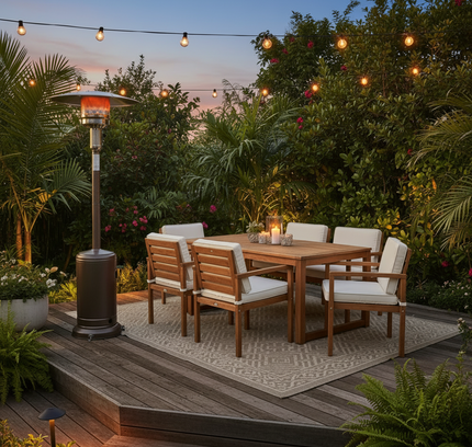 50000 BTU Stainless Steel Propane Patio Heater with Tip-Over Protection