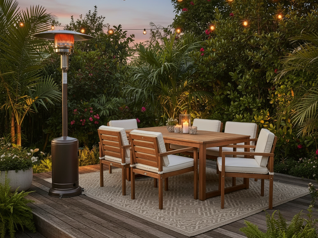 50000 BTU Stainless Steel Propane Patio Heater with Tip-Over Protection