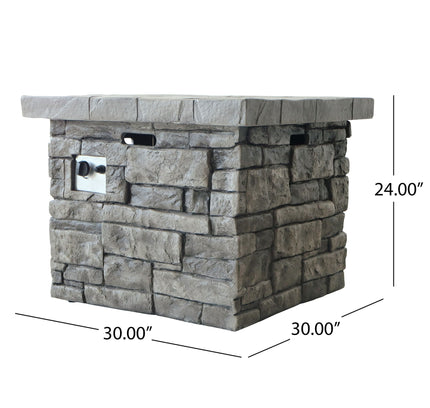 Outdoor Square Propane Fire Pit Table | Gray | 40,000 BTU