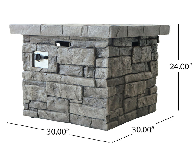 Outdoor Square Propane Fire Pit Table | Gray | 40,000 BTU