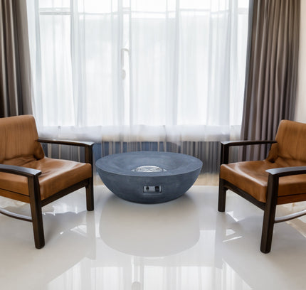 42 Inch Outdoor Concrete Propane gas Fire Pit bowl in Dark Gray color