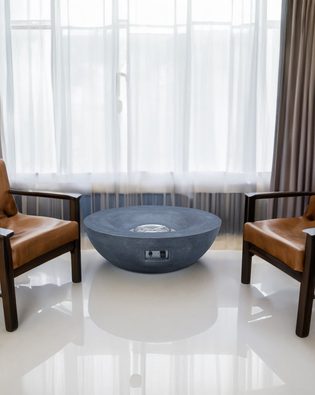 42 Inch Outdoor Concrete Propane gas Fire Pit bowl in Dark Gray color