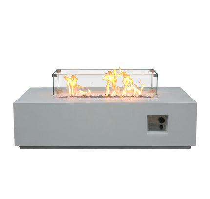 52 Inch Outdoor Concrete Propane gas rectangle Fire Pit table in Antique white color