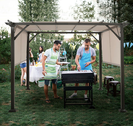 10 x 10 Feet Metal Frame Pergola - Beige