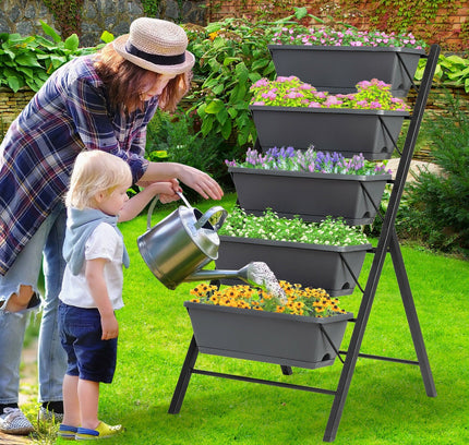 5-Tier Raised Garden Bed with Water Drainage for Flowers Vegetables