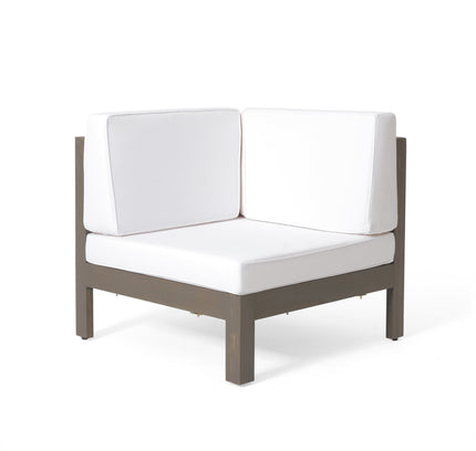 Brava X-Back 4-Piece Acacia Wood Outdoor Sofa Set — White, Mid-Century Modern