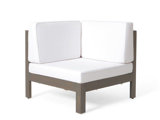 Brava X-Back 4-Piece Acacia Wood Outdoor Sofa Set — White, Mid-Century Modern