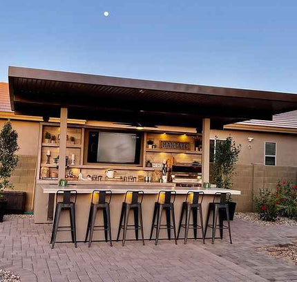 KoKoMo Outdoor Kitchen Pavilion – 20'x20' Luxury BBQ Island with 70" TV, Bar, Grill, Kegerator & More