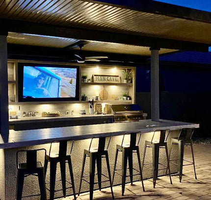 KoKoMo Outdoor Kitchen Pavilion – 20'x20' Luxury BBQ Island with 70" TV, Bar, Grill, Kegerator & More