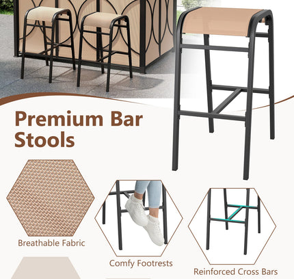 6.5 x 4 x 8 FT Grill Gazebo Set with 2 Bar Stools and Bar Table