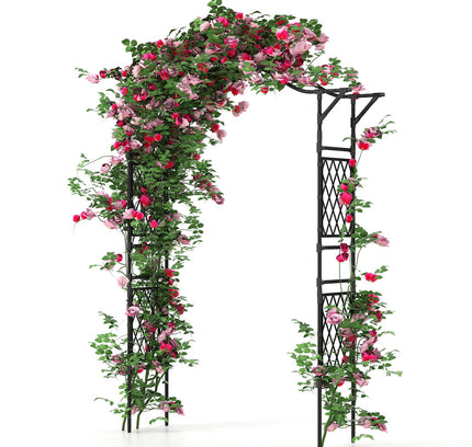 67x83 Inch Garden Arch Trellis Metal Pergola Arbor for Climbing Plants-Black