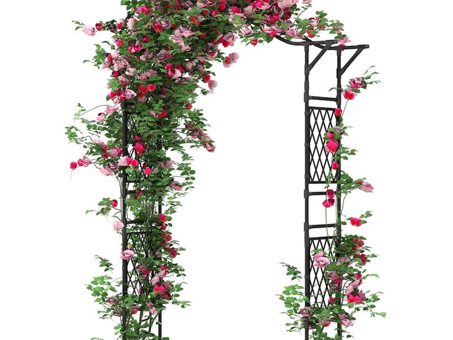 67x83 Inch Garden Arch Trellis Metal Pergola Arbor for Climbing Plants-Black