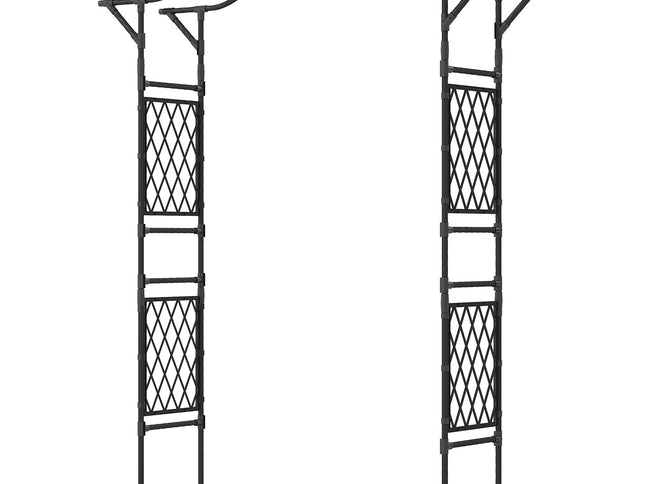 67 x 83 Inch Garden Arch Trellis Metal Pergola Arbor for Climbing Plants-Black