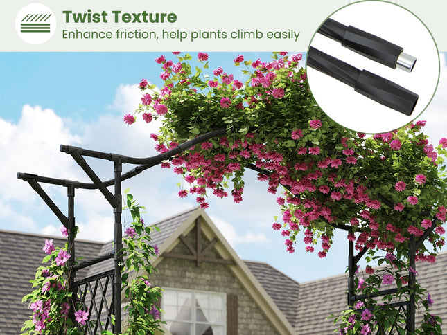 67 x 83 Inch Garden Arch Trellis Metal Pergola Arbor for Climbing Plants-Black