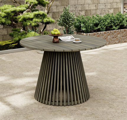 5-Piece Acacia Wood Outdoor Club Chair Dining Set with Round Table — Grey