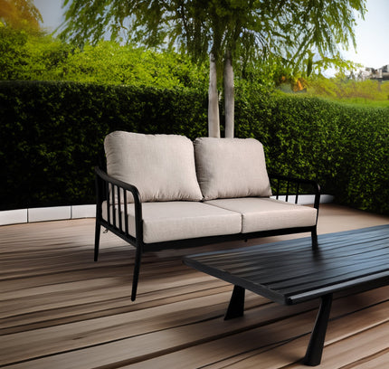 2PC Outdoor Aluminum Patio Furniture Modern Loveseat Sofa Conversation/Chat Set