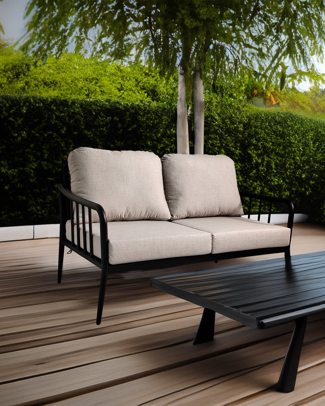 2PC Outdoor Aluminum Patio Furniture Modern Loveseat Sofa Conversation/Chat Set