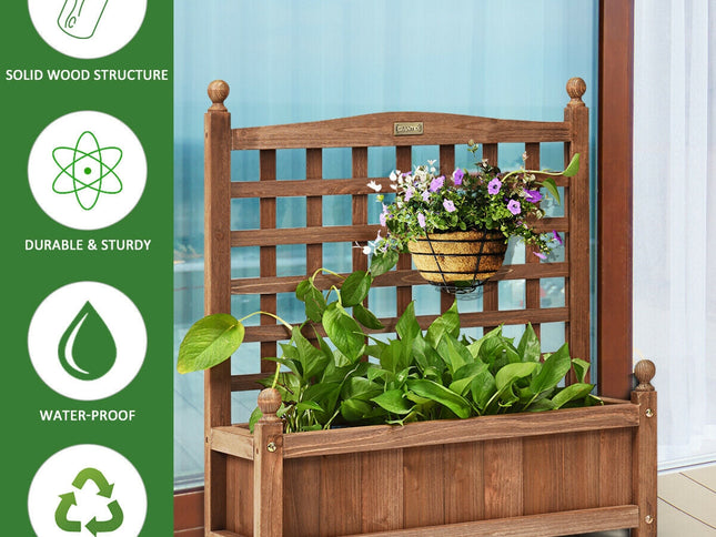 Wood Planter Box with Trellis Weather-resistant Outdoor