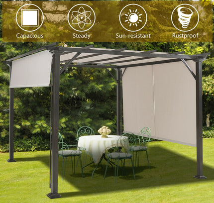 10 x 10 Feet Metal Frame Pergola - Beige