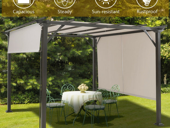 10 x 10 Feet Metal Frame Pergola - Beige