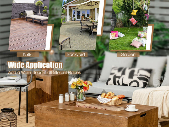 48"x27" Gas Fire Pit Table with Lava Rocks & Cover, 50,000 BTU