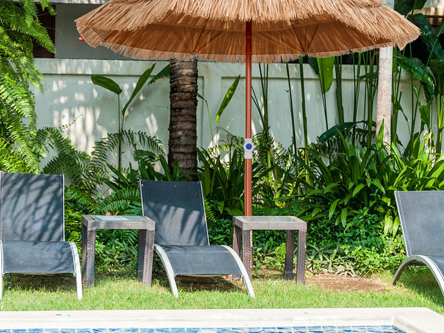 6 Ft Thatched Patio Umbrella with Tilt Design and Carrying Bag
