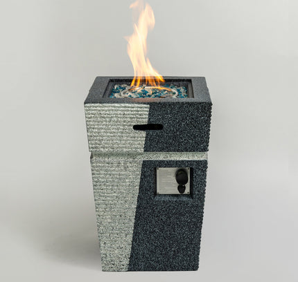 20" Square Concrete Propane Fire Pit Table, 50,000 BTU