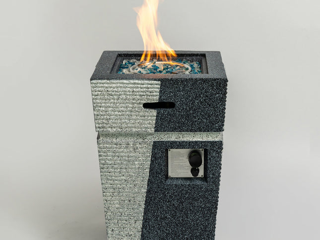 20" Square Concrete Propane Fire Pit Table, 50,000 BTU