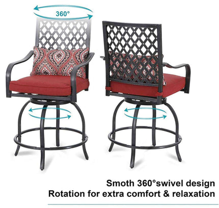 Alora 6-Piece Outdoor Patio Bar Set Dining Table With Umbrella & Swivel Bar Stools