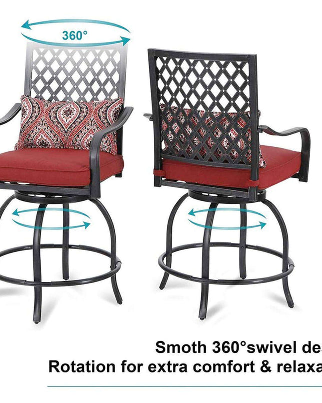 Alora 6-Piece Outdoor Patio Bar Set Dining Table With Umbrella & Swivel Bar Stools